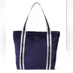 Love Pink Navy Velvet Ribbed Blue Tote Bag